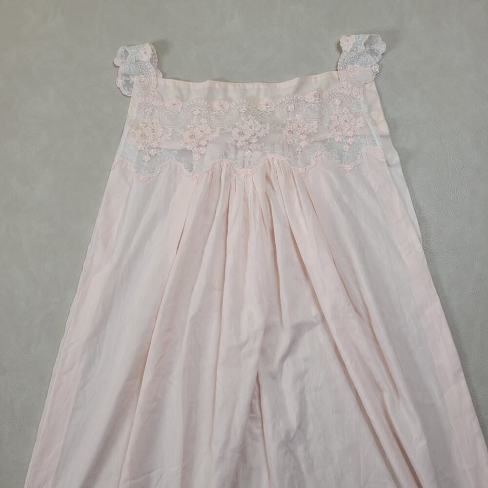Delicate Lace-Trim Pink Nightgown